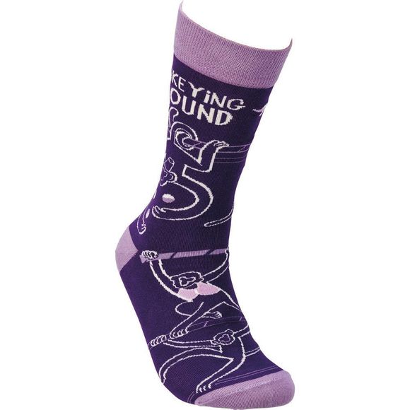 Monkeying Around Socks NWT Purple Unisex Funny Unisex Socks - Picture 4 of 4